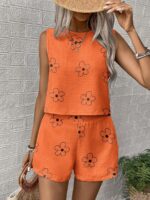 Compleu Mikas Portocaliu format din Top si Pantalon Scurt