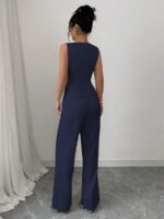 Compleu Nacesia Bleumarin format din Vesta si Pantalon - imagine 2