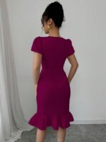 Rochie Scurta Camelia Violet cu Perle - imagine 2