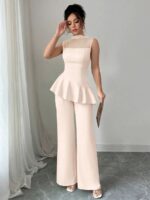 Compleu Heriett Crem format din Top si Pantalon