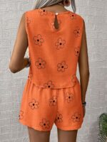Compleu Mikas Portocaliu format din Top si Pantalon Scurt - imagine 2