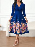 Rochie Midi Grita Albastra cu Print Floral