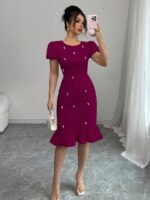 Rochie Scurta Camelia Violet cu Perle - imagine 3