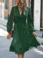 Rochie Scurta Samira Verde cu Buline Albe - imagine 3