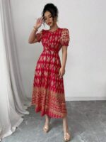 Rochie Lunga Malissa Rosie cu Print Auriu