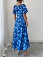 Rochie Lunga Thilda Albastra cu Print Floral - imagine 2
