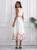 Rochie Midi Marlis Alba cu Print Rosu - imagine 2