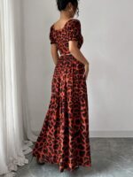Compleu Olynna cu Print Leopard format din Fusta Lunga si Top - imagine 2