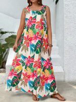 Rochie Lunga Elena Alba cu Print Multicolor - Marimi Mari