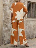Compleu Gabrielle Caramiziu cu Print Floral Crem - imagine 2
