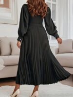 Rochie Midi Dimple Neagra Plisata - imagine 2