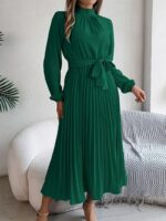 Rochie Lunga Kriste Verde Plisata - imagine 3