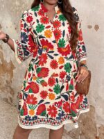 Rochie Scurta Petunia Multicolora - Marimi Mari - imagine 4