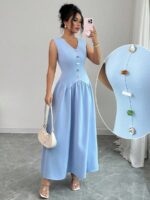 Rochie Lunga Ellyna Bleu - imagine 3