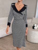 Rochie Midi Freya Alba cu Print Geometric Negru