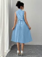 Compleu cu Fusta Midi Plisata Lorelia Bleu - imagine 2