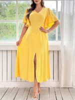 Rochie Lunga Loreto Galbena - Marimi Mari