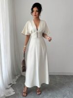 Rochie Lunga Carmina Bej Deschis
