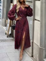 Rochie Midi Zanna Grena cu Print Albastru