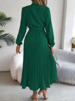 Rochie Lunga Kriste Verde Plisata - imagine 2