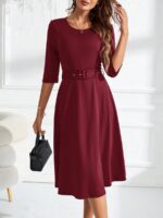 Rochie Midi Palmas Grena - imagine 3
