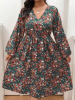 Rochie Scurta Septima Verde Inflorata - Marimi Mari