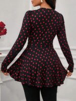 Bluza Dama Aladin Neagra cu Inimioare Rosii - imagine 2