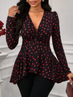 Bluza Dama Aladin Neagra cu Inimioare Rosii