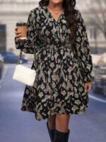 Rochie Scurta Madlen cu Print Leopard - Marimi Mari