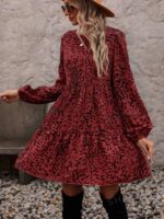 Rochie Scurta Agavye Rosie cu Print Negru - imagine 3