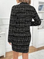 Compleu Kamilla Negru cu Print Alb format din Sacou si Fusta Scurta - imagine 2
