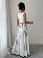 Rochie Lunga Duella Alba cu Dungi Negre - imagine 2