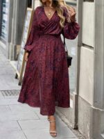 Rochie Midi Zanna Grena cu Print Albastru - imagine 3
