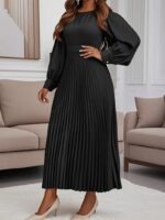 Rochie Midi Dimple Neagra Plisata