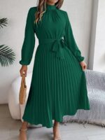 Rochie Lunga Kriste Verde Plisata
