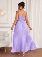 Rochie Lunga Zefina Lila cu Pliuri - Marimi Mari - imagine 2