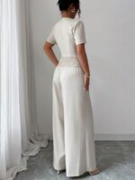 Compleu Rujela Bej Deschis format din Vesta si Pantalon - imagine 2