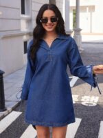 Rochie Scurta Menala din Denim - imagine 3