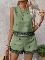 Compleu Furny Vernil format din Top si Pantalon Scurt