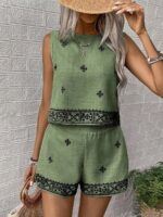 Compleu Furny Vernil format din Top si Pantalon Scurt - imagine 3