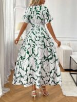 Rochie Lunga Isadora Alba cu Print Verde - imagine 2