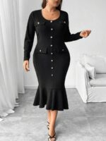 Rochie Midi Londra Neagra - Marimi Mari