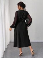 Rochie Midi Algea Neagra - Marimi Mari - imagine 2