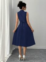 Compleu Suzan Bleumarin format din Fusta Midi si Bluza - imagine 2