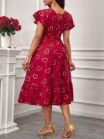 Rochie Midi Olimpia Rosie cu Inimi - imagine 2