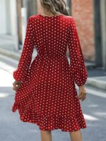Rochie Scurta Samira Rosie cu Buline Albe - imagine 2