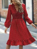 Rochie Scurta Samira Rosie cu Buline Albe