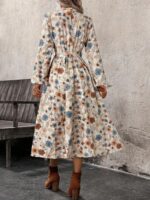 Rochie Midi Bataro Crem cu Print Floral - imagine 2
