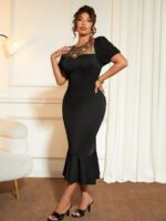 Rochie Midi Bimax Neagra - Marimi Mari - imagine 3