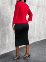 Compleu Deyla format din Rochie Midi Neagra si Sacou Rosu - imagine 3